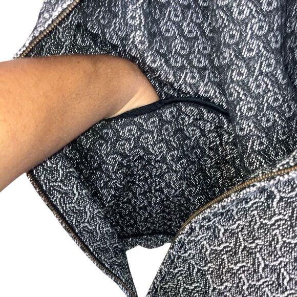 Eileen Fisher Jacquard Flight Jacket Womens XL Black Bone Full Zip #422 - Picture 6 of 14